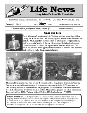 Pro-Life Newsletter Subscription Form