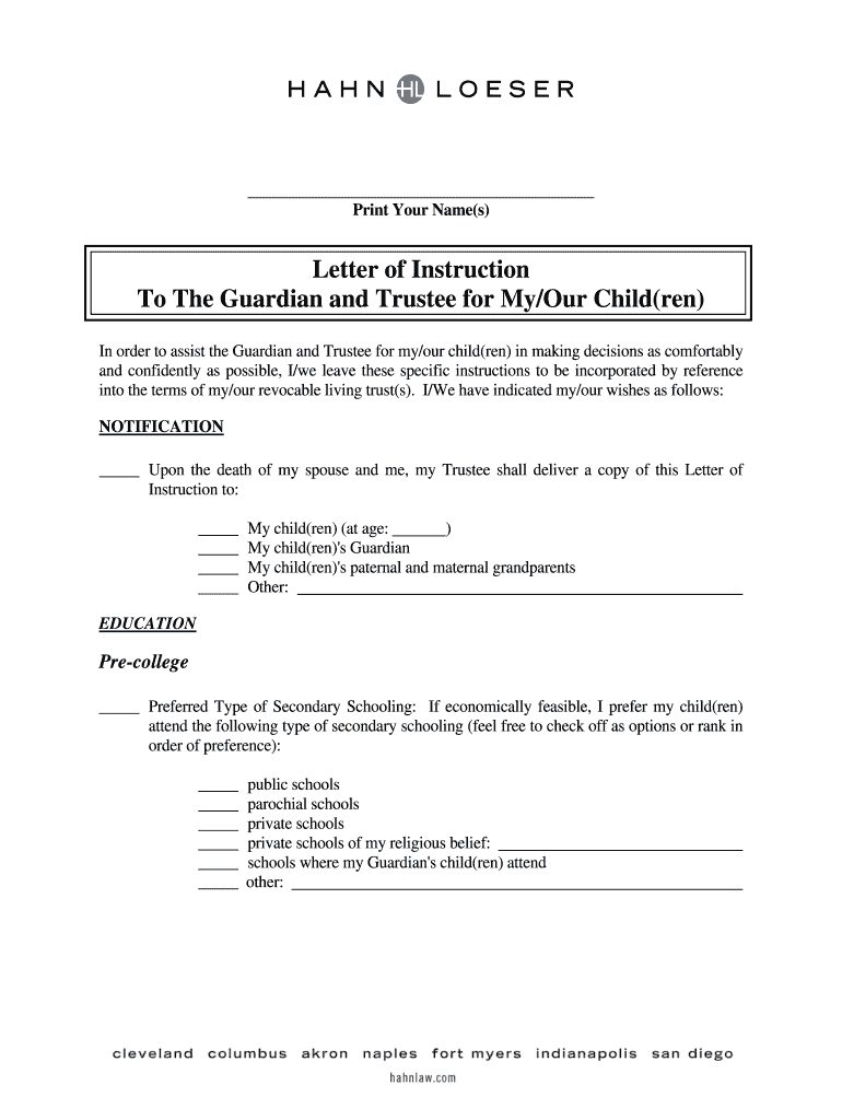 Letter Of Instruction Fill Online Printable Fillable Blank PdfFiller
