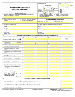 Standard Form 270 Request for Advance or Reimbursement
