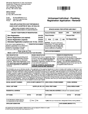 Minnesota Plumbing Unlicensed Individual Registration