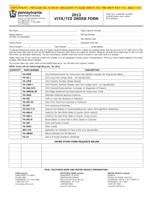 Pennsylvania Tax Form Order Form