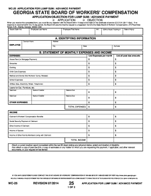 Georgia Workers' Compensation Lump Sum Application