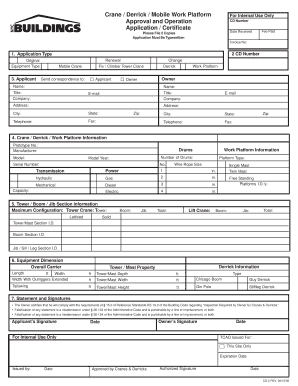Crane Derrick Work Platform Application Form