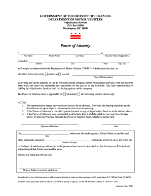 DC DMV Power of Attorney