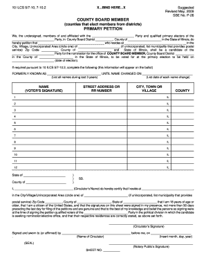 Illinois County Board Member Primary Petition