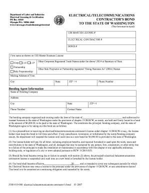 Washington Electrical Telecommunications Contractor Bond