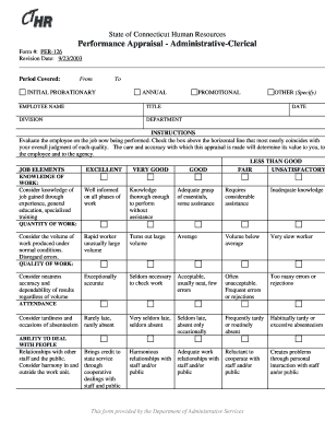Connecticut Administrative-Clerical Performance Appraisal