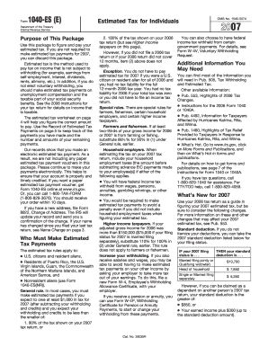 Form 1040-ES Estimated Tax for Individuals