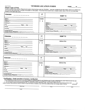 OSRAP Form 2 Vendor Location Form