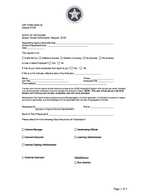 Oklahoma System Access Authorization Request