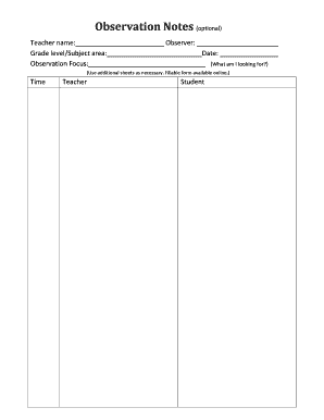 Teacher Observation Form