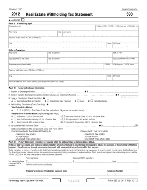 California Real Estate Withholding Tax Statement
