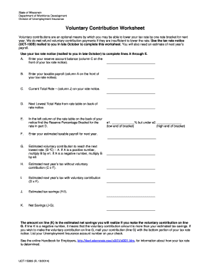 Wisconsin Voluntary Contribution Worksheet