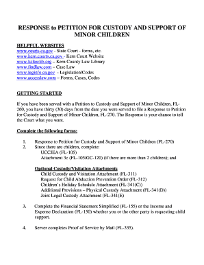 Response to Petition for Custody and Support of Minor Children