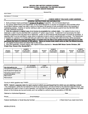 Nevada Gasoline Tax Refund Request