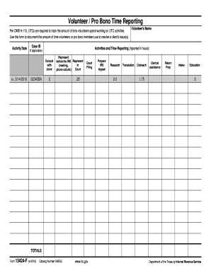 IRS Volunteer Time Reporting Form