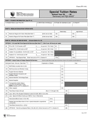 Form FP-14A Special Tuition Rates