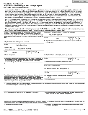USPS Form 1583 Mail Delivery Authorization