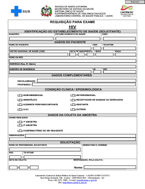 Requisição para Exame HIV