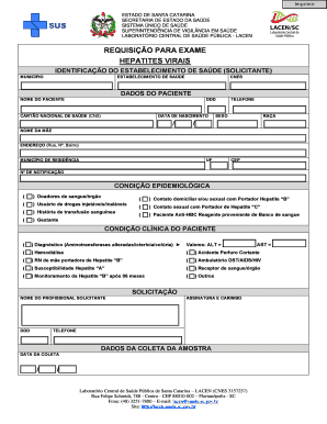 Requisicao para Exame Hepatites Virais