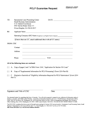 SBA Form 2234 Part A
