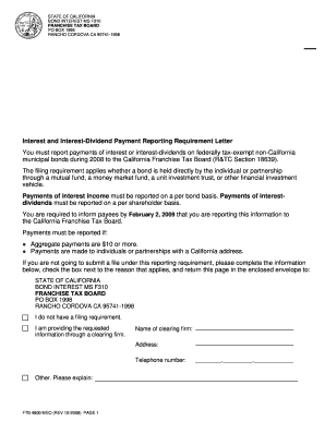 California Bond Interest Reporting Letter