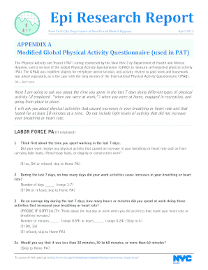 New York City Physical Activity Questionnaire