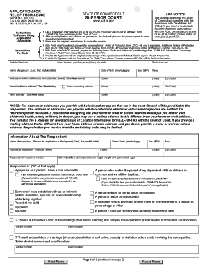 Connecticut Relief From Abuse Application