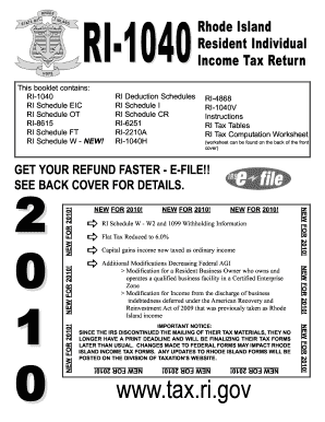 Rhode Island Resident Individual Income Tax Return