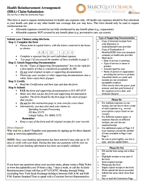 Health Reimbursement Arrangement Claim Form