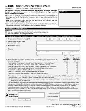 IRS Form 2678 Employer/Payer Appointment of Agent