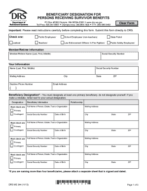 Beneficiary Designation for Survivor Benefits