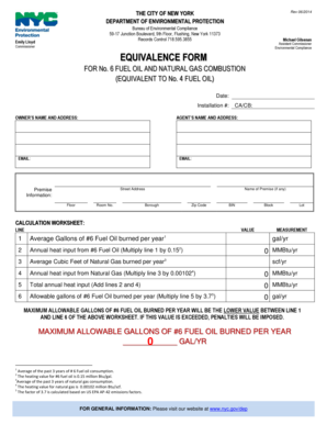 New York Equivalence Form for Fuel Oil and Natural Gas
