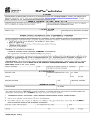 Washington State Campral Authorization Form