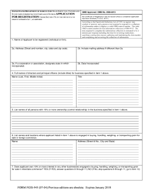 Fillable Online gipsa usda FORM FGIS-945 (07-04) Previous editions are ...