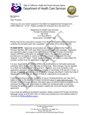 Medi-Cal Supplemental Changes Form
