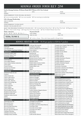 Koanga Order Form