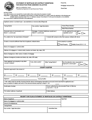 Indiana Mortgage or Contract Indebtedness Form