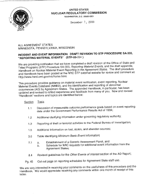 STP-00-084 Draft Revision to STP Procedure SA-300 Reporting Material Events - pbadupws nrc