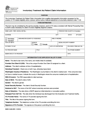 Involuntary Treatment Act Patient Claim Information