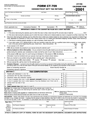 Connecticut Gift Tax Return Form CT-709