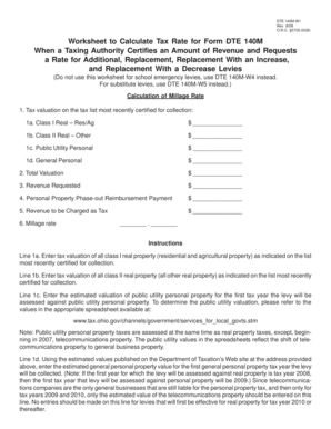 Ohio Tax Rate Calculation Worksheet
