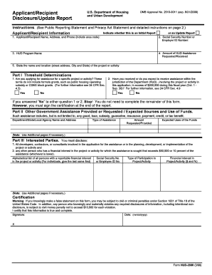 HUD Disclosure Update Report Form 2880