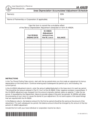 Iowa Depreciation Accumulated Adjustment Schedule