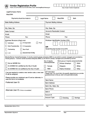 City of Austin Vendor Registration Form