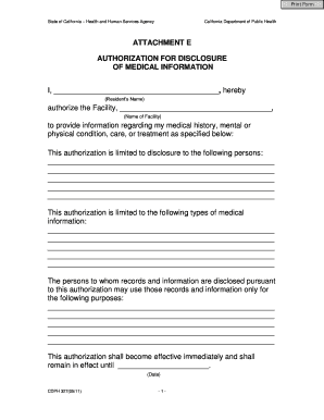 California Medical Information Disclosure Authorization