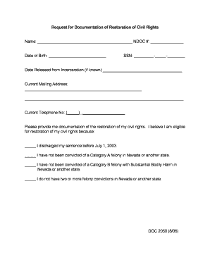 Request for Restoration of Civil Rights