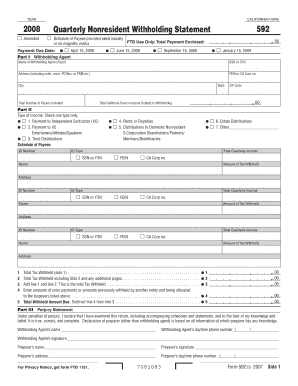 California Form 592 Quarterly Nonresident Withholding Statement