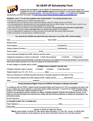 NJ GEAR UP Scholarship Form
