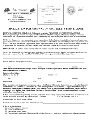 New Hampshire Real Estate Firm License Renewal Form